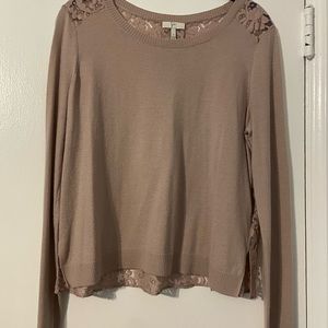 Joie Cashmere with lace back in dusty rose
